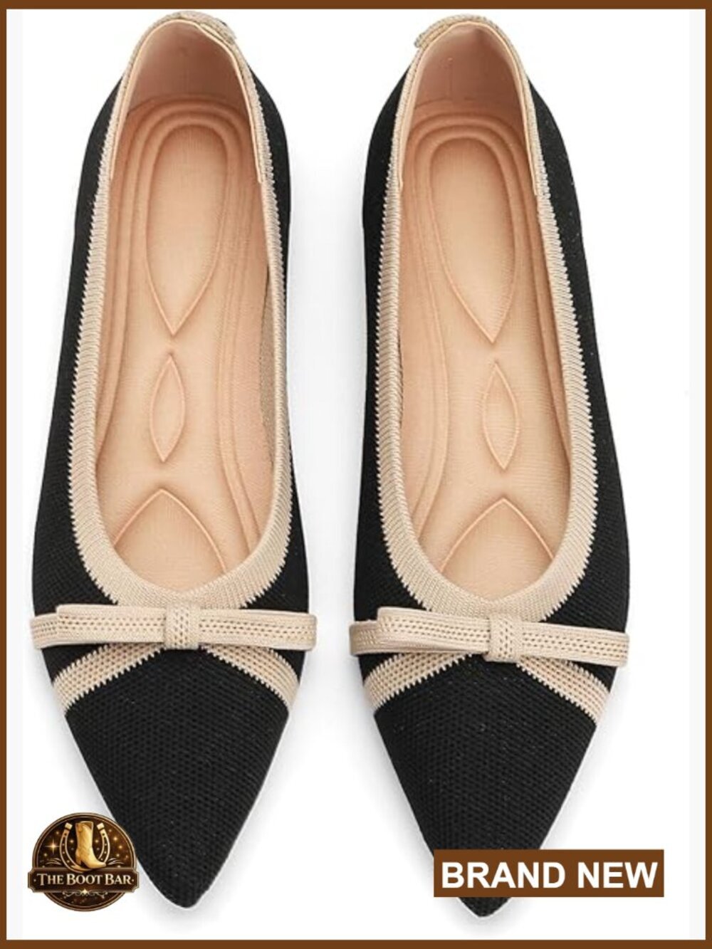 Pointed Toe Knit Foldable Ballet Flats for Women Dressy Comfort Slip On Office